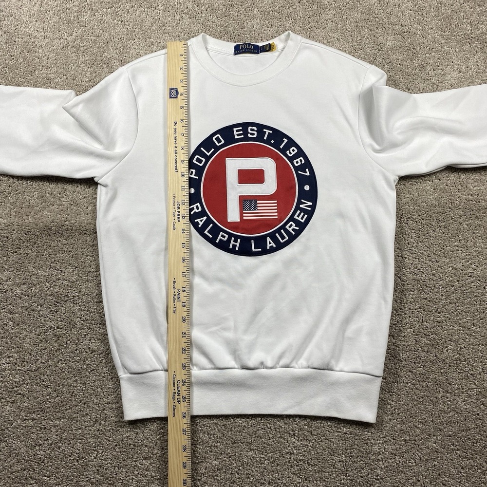 Polo Ralph Lauren Yacht Club Challenge Circle P Sweatshirt White Mens Small - Picture 5 of 10